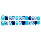 24pcs/Set Blue Starfish Press-On Nails
