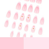 24pcs/Set French White 3D Flowers Press-On Nails