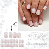 24pcs/Set Pure White Snowflake Short Press On Nails