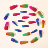 24pcs/Set Multicolor Gradient Glitter Press-On Nails