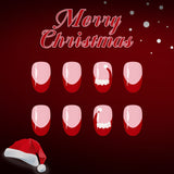 24pcs/Set Christmas Red French Cute Santa Hat Press-On Nails