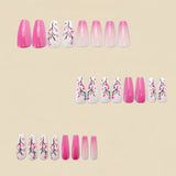 24pcs/Set Pink Gradient Peach Blossom Press-On Nails