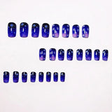 24pcs/Set Blue & Purple Snowflake Press-On Nails