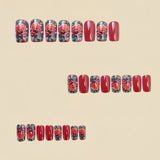 24pcs/Set Red Roses Press-On Nails