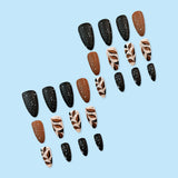 24pcs/Set Brown Leaves Press-On Nails