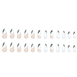 24pcs/Set Black White Glitter Lines Press-On Nails