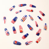 24pcs/Set Blue Stripes and Star Stripes Press-On Nails