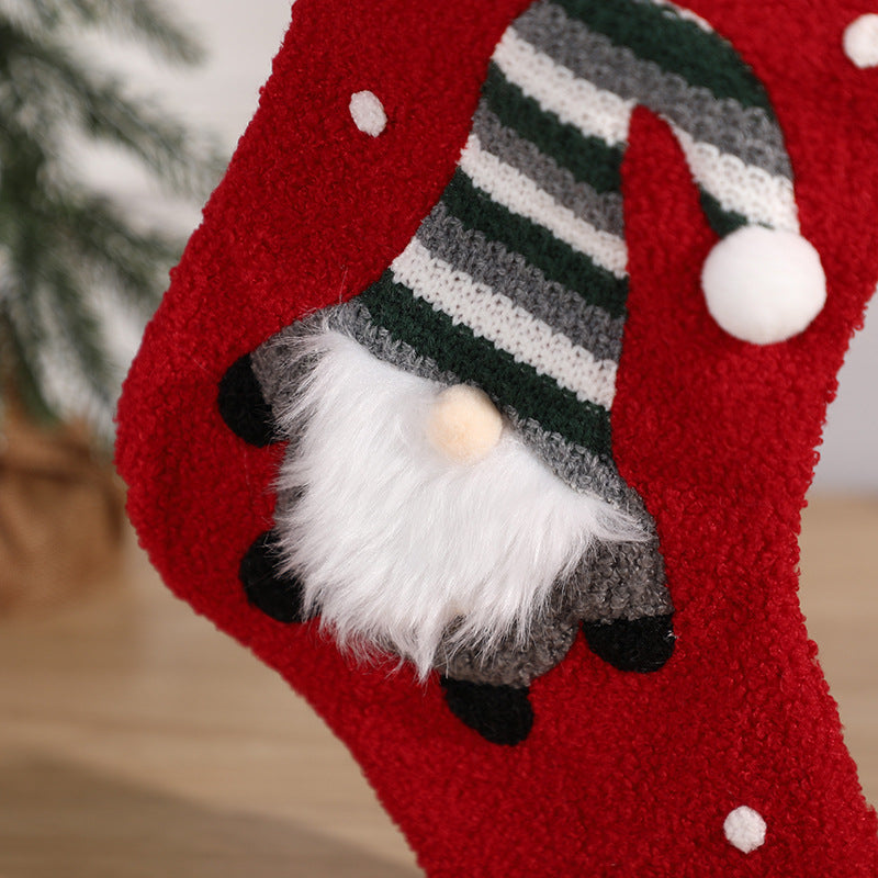 Embroidered Elderly Santa Christmas Stocking