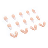 24pcs/Set White French with Small Flowers Press-On Nails