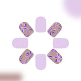 24pcs/Set Purple Sweet Multicolor Floral Press-On Nails