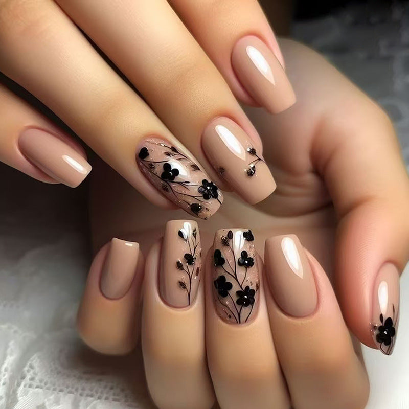 24pcs/Set Dried Flowers Press-On Nails