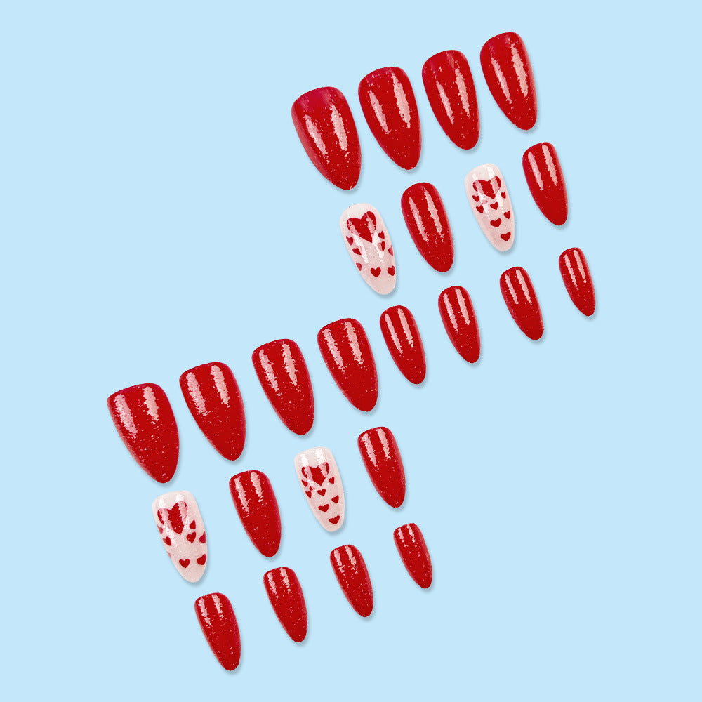 24pcs/Set Heart Glitter Press-On Nails