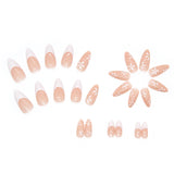 24pcs/Set White French with Small Flowers Press-On Nails