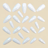 24pcs/Set Solid White Diamond-Shaped Press-On Nails