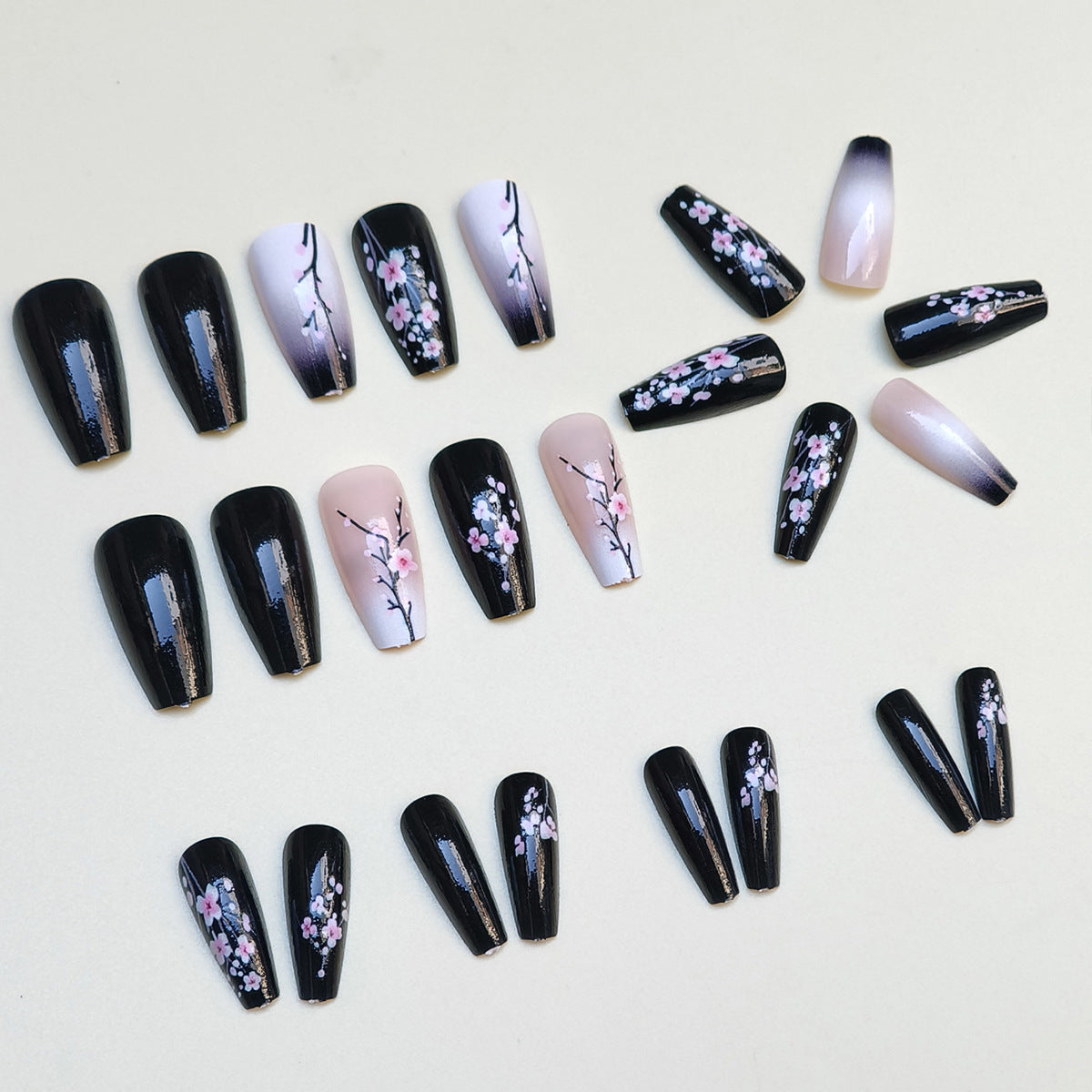 24pcs/Set Pink Peach Blossoms Press-On Nails