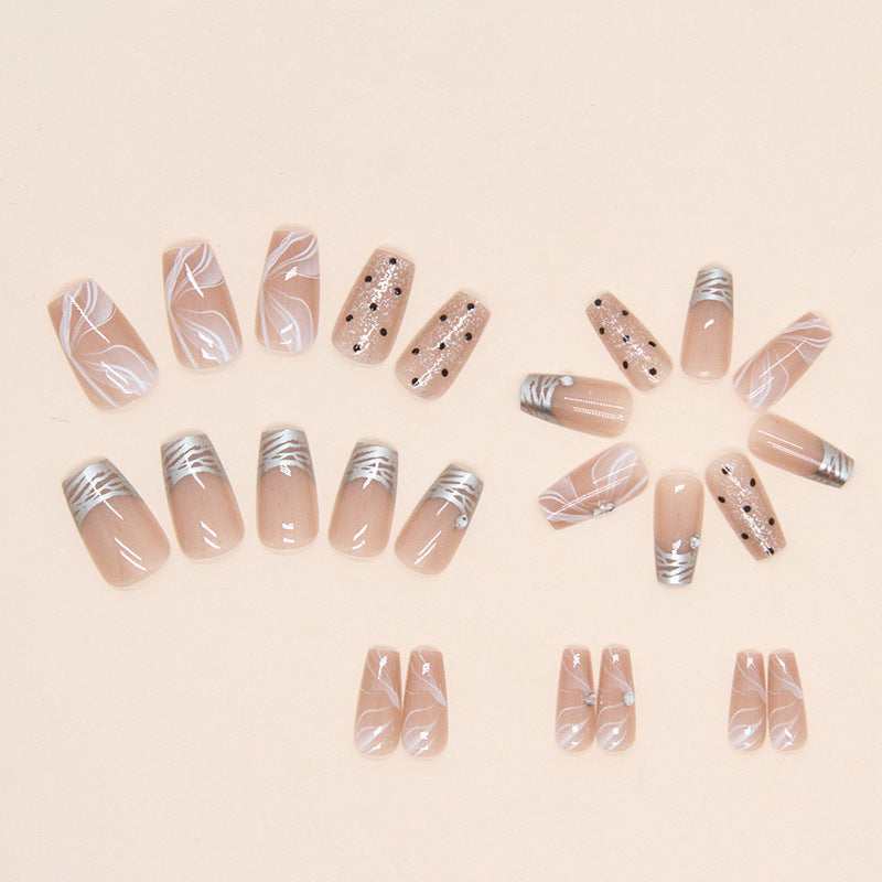 24pcs/Set French Sparkle Press-On Nails