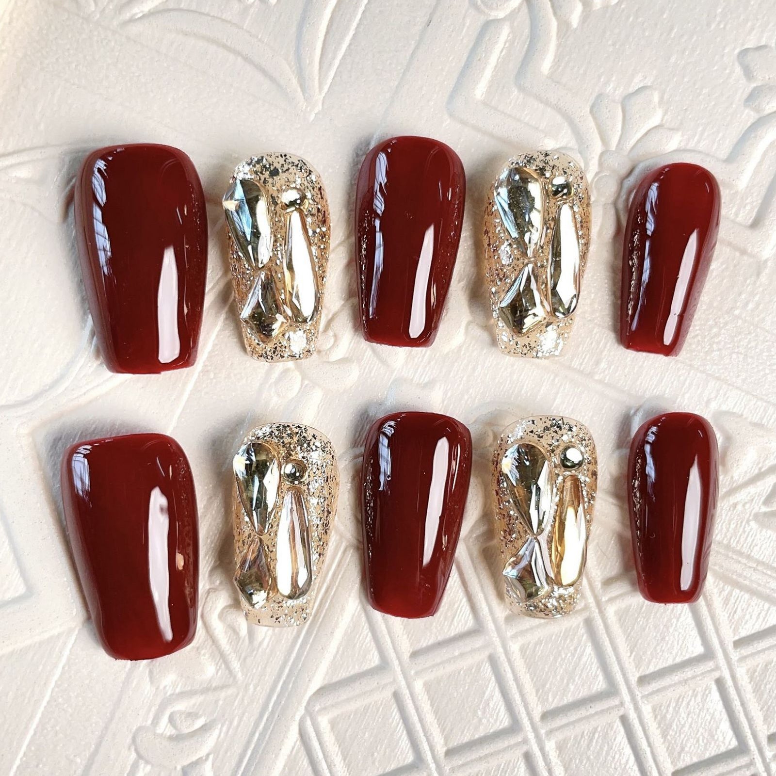 10pcs/Set Red Press-On Nails