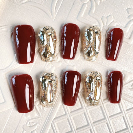 10pcs/Set Red Press-On Nails