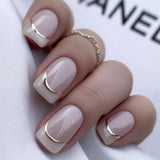 24pcs/Set Nude Pink Glitter French Press-On Nails