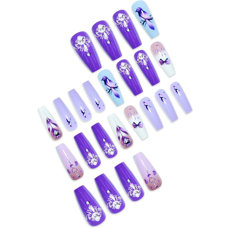 24pcs/Set Feathered Little Sparrow Press-On Nails