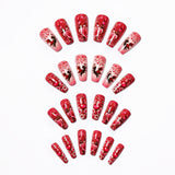 24pcs/Set Valentine Red Heart Cupid Press-On Nails