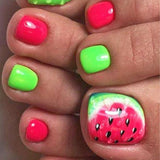 24pcs/Set Watermelon Press On Toe Nails