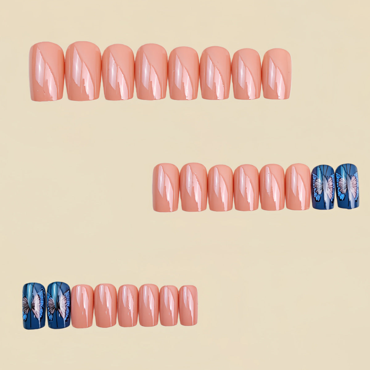 24pcs/Set Brown Butterfly Press-On Nails