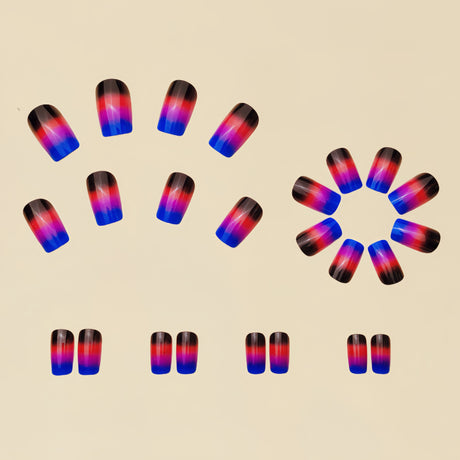 24pcs/Set Blue-Purple Gradient French Press-On Nails
