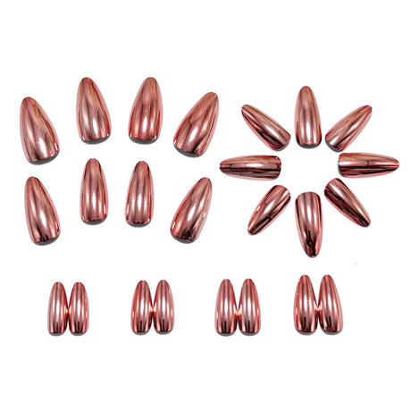 24pcs/Set Pink Chrome Press-On Nails