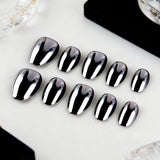 24pcs/Set Black Chrome Press-On Nails