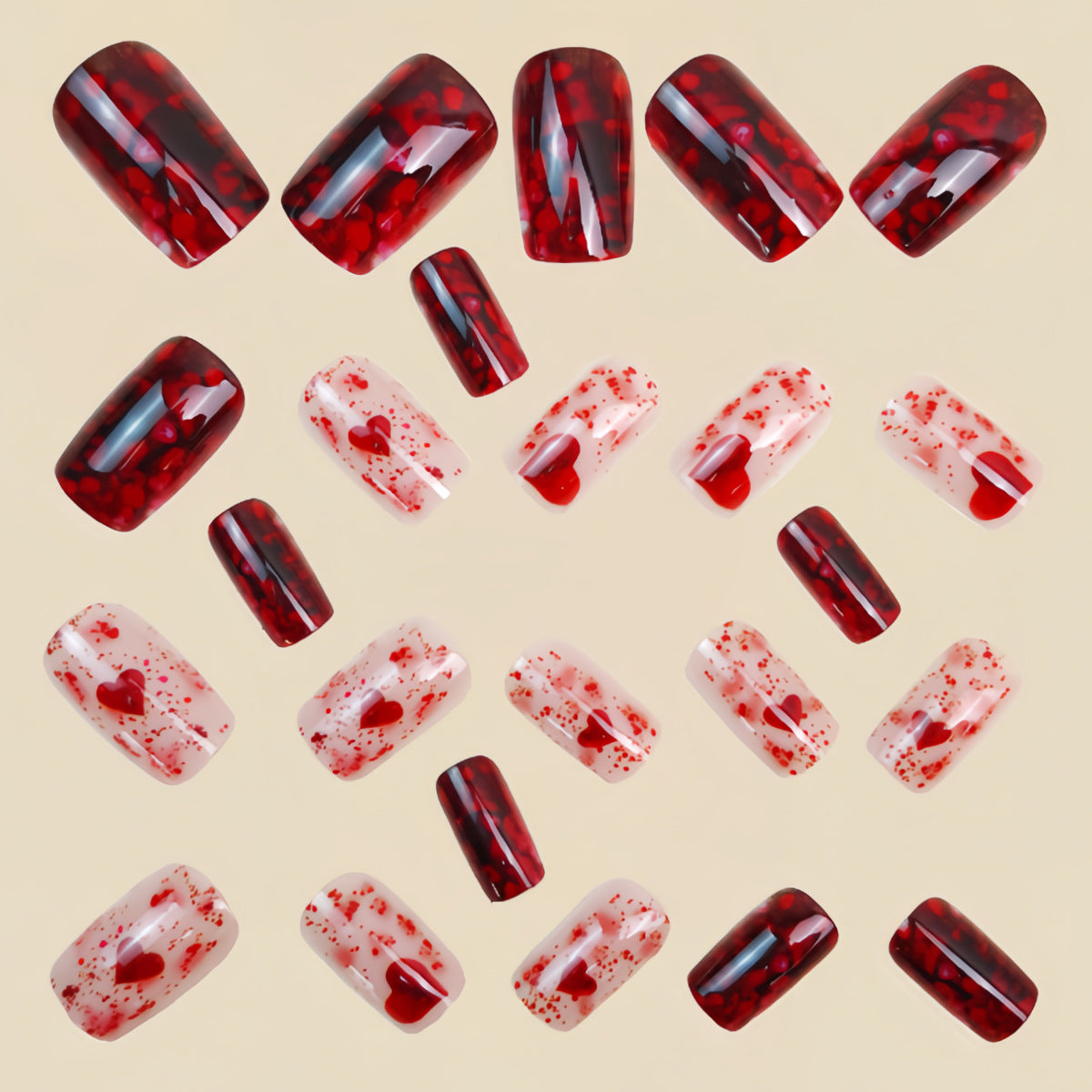 24pcs/Set Valentine’s Day Hearts Press-On Nails