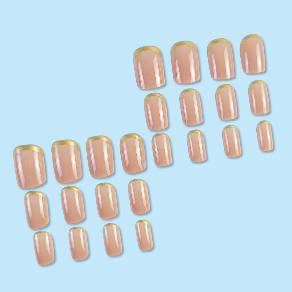 24pcs/Set French Gold Trim Press-On Nails