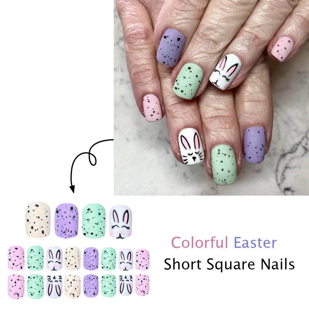 24pcs/Set Matte Easter Bunny Press-On Nails