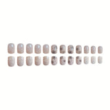 24pcs/Set Christmas Color Block Glitter Snowflake Press On Nails