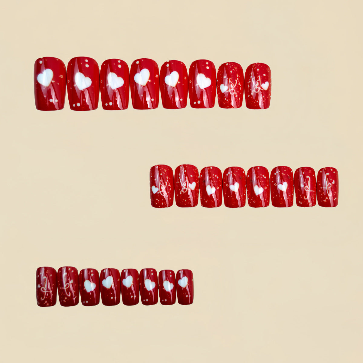24pcs/Set Valentine’s Heart Press-On Nails