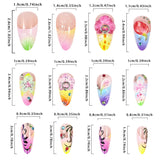 24pcs/Set 3D Embossed Colorful Flowers Press-On Nails