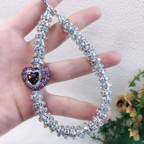 Rhinestone Heart Phone Strap