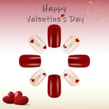 24pcs/Set Red Hearts Press-On Nails