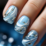 24pcs/Set Blue Ocean Press-On Nails