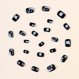 24pcs/Set Black Cartoon Cat Paw Short Press On Nails