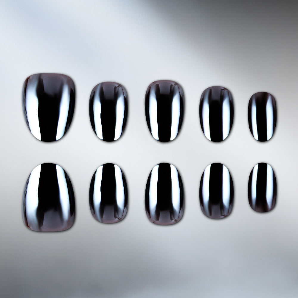 24pcs/Set Black Chrome Press-On Nails
