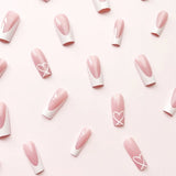 24pcs/Set Heart Nude & White French Press-On Nails