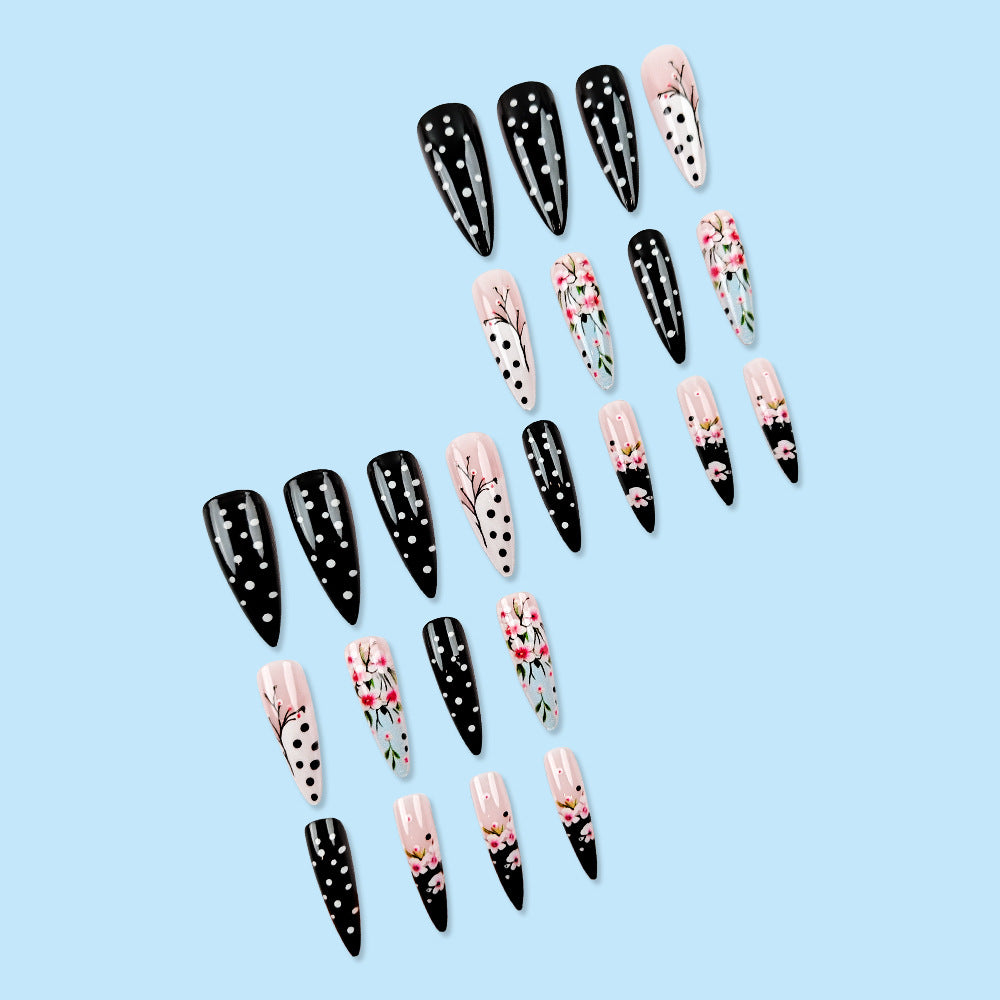 24pcs/Set Plum Blossom Polka Dots Press-On Nails