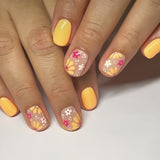 24pcs/Set Short Yellow Floral Press-On Nails