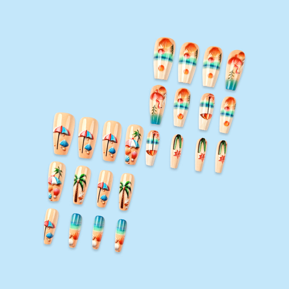 24pcs/Set Beach Coconut Tree Press-On Nails