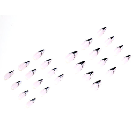 24pcs/Set French Black and Gold Floral Press-On Nails