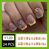 24pcs/Set Flowers Press-On Nails