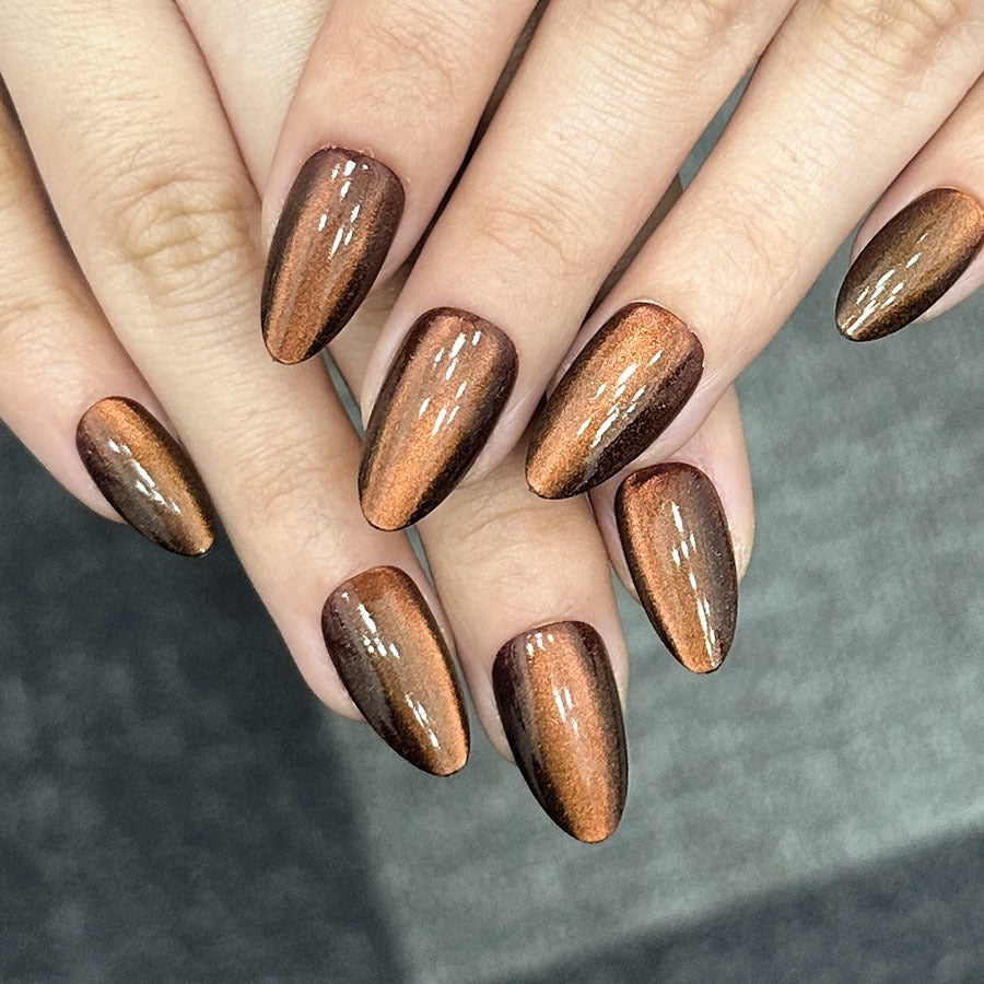 24pcs/Set Dual-Shine Cat Eye Short Press-On Nails