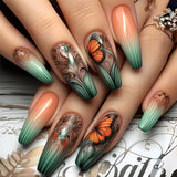 24pcs/Set Vintage Butterfly Gradient Press-On Nails