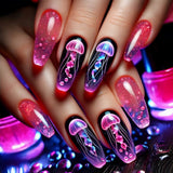 24pcs/Set Colorful Ocean Jellyfish Press-On Nails